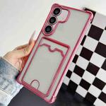 For Samsung Galaxy S23 FE 5G Four-cornered Electroplated Card Bag TPU Phone Case(Pink)