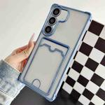 For Samsung Galaxy S23 FE 5G Four-cornered Electroplated Card Bag TPU Phone Case(Bule)