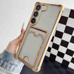 For Samsung Galaxy S23+ 5G Four-cornered Electroplated Card Bag TPU Phone Case(Gold)