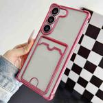 For Samsung Galaxy S23+ 5G Four-cornered Electroplated Card Bag TPU Phone Case(Pink)