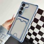 For Samsung Galaxy S22+ 5G Four-cornered Electroplated Card Bag TPU Phone Case(Bule)