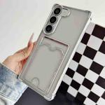 For Samsung Galaxy S21 FE 5G Four-cornered Electroplated Card Bag TPU Phone Case(Silver)
