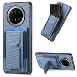 For Huawei Mate 70 Pro+ Carbon Fiber Fold Stand Elastic Card Bag Phone Case(Blue)