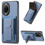 For Huawei nova 14 Carbon Fiber Fold Stand Elastic Card Bag Phone Case(Blue)