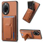 For Huawei nova 14 Ultra Carbon Fiber Fold Stand Elastic Card Bag Phone Case(Brown)