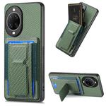 For Huawei nova 14 Ultra Carbon Fiber Fold Stand Elastic Card Bag Phone Case(Green)