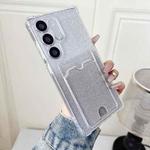 For Samsung Galaxy S23 5G Gradient Glitter Plating TPU Phone Case with Card Slot(Transparent)