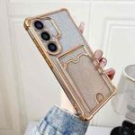 For Samsung Galaxy S24+ 5G Gradient Glitter Plating TPU Phone Case with Card Slot(Gold)