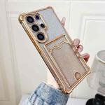 For Samsung Galaxy S25 Ultra 5G Gradient Glitter Plating TPU Phone Case with Card Slot(Gold)