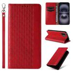 For iPhone 16 Plus Braided Embossed Strong Magnetic Leather Phone Case(Red)