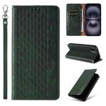 For iPhone 16 Plus Braided Embossed Strong Magnetic Leather Phone Case(Green)