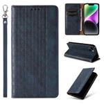 For iPhone 15 Braided Embossed Strong Magnetic Leather Phone Case(Blue)