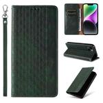 For iPhone 15 Braided Embossed Strong Magnetic Leather Phone Case(Green)
