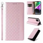 For iPhone 13 Braided Embossed Strong Magnetic Leather Phone Case(Rose Gold)