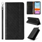 For iPhone 12 / 12 Pro Braided Embossed Strong Magnetic Leather Phone Case(Black)