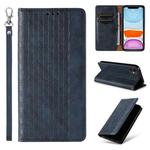 For iPhone 12 / 12 Pro Braided Embossed Strong Magnetic Leather Phone Case(Blue)