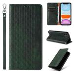 For iPhone 12 / 12 Pro Braided Embossed Strong Magnetic Leather Phone Case(Green)