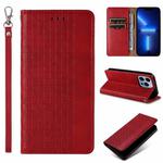For iPhone 12 Pro Max Braided Embossed Strong Magnetic Leather Phone Case(Red)