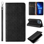 For iPhone 12 Pro Max Braided Embossed Strong Magnetic Leather Phone Case(Blue)