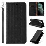 For iPhone 11 Pro Max Braided Embossed Strong Magnetic Leather Phone Case(Black)