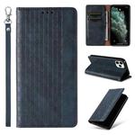 For iPhone 11 Pro Max Braided Embossed Strong Magnetic Leather Phone Case(Blue)