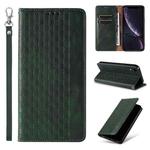 For iPhone XR Braided Embossed Strong Magnetic Leather Phone Case(Green)