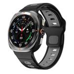For Samsung Galaxy Watch Ultra 47mm Horizontal Stripes Reverse Buckle Silicone Watch Band(Black Gray)