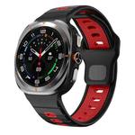 For Samsung Galaxy Watch Ultra 47mm Horizontal Stripes Reverse Buckle Silicone Watch Band(Black Red)