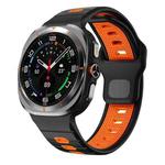 For Samsung Galaxy Watch Ultra 47mm Horizontal Stripes Reverse Buckle Silicone Watch Band(Black Orange)