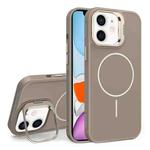 For iPhone 11 Organic Silicone Lens Holder MagSafe Phone Case(Desert Gold)