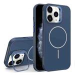 For iPhone 11 Pro Max Organic Silicone Lens Holder MagSafe Phone Case(Blue)