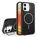 For iPhone 12 Organic Silicone Lens Holder MagSafe Phone Case(Black)