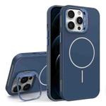 For iPhone 12 Pro  Max Organic Silicone Lens Holder MagSafe Phone Case(Blue)