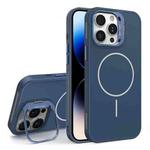 For iPhone 14 Pro Organic Silicone Lens Holder MagSafe Phone Case(Blue)
