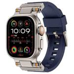 For Apple Watch 42 / 44 / 45 / 46 / 49mm Metal Connector Explorer Silicone Watch Band(Titanium Blue)
