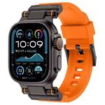 For Apple Watch 42 / 44 / 45 / 46 / 49mm Metal Connector Explorer Silicone Watch Band(Black Orange)