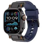For Apple Watch 42 / 44 / 45 / 46 / 49mm Metal Connector Explorer Silicone Watch Band(Black Blue)