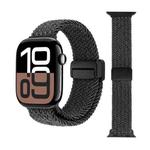 For Apple Watch 46mm / 49mm / 45mm / 44mm Magnetic Buckle Loop Woven Watch Band(Down Black)