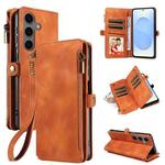 For Samsung Galaxy S25+ 5G Fantasy Multifunctional Zipper Wallet Leather Phone Case(Brown)