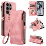 For Samsung Galaxy S25 Ultra 5G Fantasy Multifunctional Zipper Wallet Leather Phone Case(Pink)