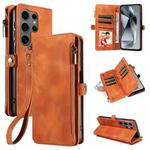For Samsung Galaxy S25 Ultra 5G Fantasy Multifunctional Zipper Wallet Leather Phone Case(Brown)
