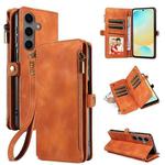 For Samsung Galaxy S24 FE 5G Fantasy Multifunctional Zipper Wallet Leather Phone Case(Brown)
