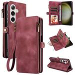 For Samsung Galaxy S24+ 5G Fantasy Multifunctional Zipper Wallet Leather Phone Case(Red)
