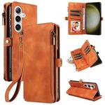 For Samsung Galaxy S24+ 5G Fantasy Multifunctional Zipper Wallet Leather Phone Case(Brown)
