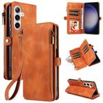 For Samsung Galaxy S24 5G Fantasy Multifunctional Zipper Wallet Leather Phone Case(Brown)
