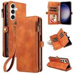 For Samsung Galaxy S23 FE 5G Fantasy Multifunctional Zipper Wallet Leather Phone Case(Brown)