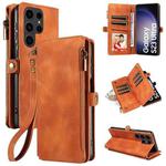 For Samsung Galaxy S23 Ultra 5G Fantasy Multifunctional Zipper Wallet Leather Phone Case(Brown)