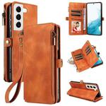 For Samsung Galaxy S22 5G Fantasy Multifunctional Zipper Wallet Leather Phone Case(Brown)