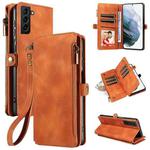 For Samsung Galaxy S21+ 5G Fantasy Multifunctional Zipper Wallet Leather Phone Case(Brown)