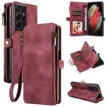 For Samsung Galaxy S21 Ultra 5G Fantasy Multifunctional Zipper Wallet Leather Phone Case(Red)